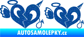Samolepka Srdce anděl s ďáblem Ultra Metalic modrá