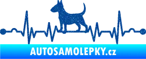 Samolepka Srdeční tep 008 levá pes bulteriér Ultra Metalic modrá