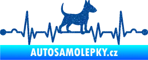 Samolepka Srdeční tep 008 pravá pes bulteriér Ultra Metalic modrá