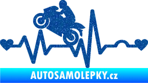 Samolepka Srdeční tep 013 levá motorkář Ultra Metalic modrá