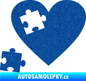 Samolepka Srdíčko 022 levá vypadlý puzzlík Ultra Metalic modrá