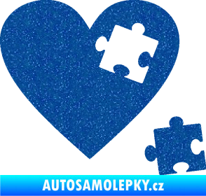 Samolepka Srdíčko 022 pravá vypadlý puzzlík Ultra Metalic modrá