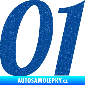 Samolepka Startovní číslo 01 typ 3 Ultra Metalic modrá