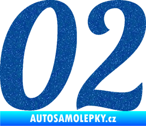 Samolepka Startovní číslo 02 typ 3 Ultra Metalic modrá