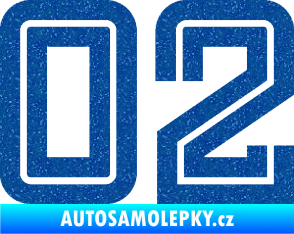 Samolepka Startovní číslo 02 typ 7 Ultra Metalic modrá