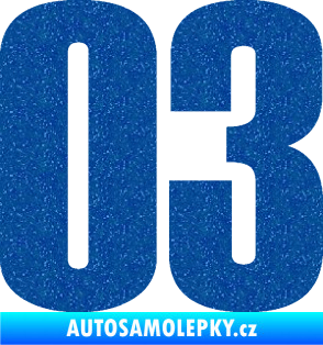 Samolepka Startovní číslo 03 typ 2   Ultra Metalic modrá