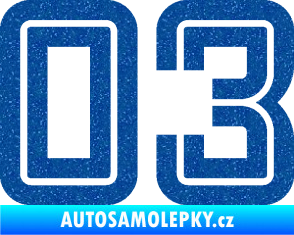 Samolepka Startovní číslo 03 typ 7 Ultra Metalic modrá