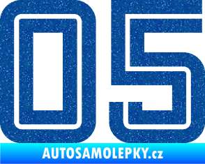 Samolepka Startovní číslo 05 typ 7 Ultra Metalic modrá