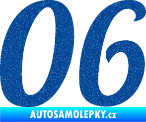 Samolepka Startovní číslo 06 typ 3 Ultra Metalic modrá