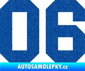 Samolepka Startovní číslo 06 Ultra Metalic modrá