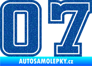 Samolepka Startovní číslo 07 typ 5 Ultra Metalic modrá