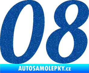 Samolepka Startovní číslo 08 typ 3 Ultra Metalic modrá