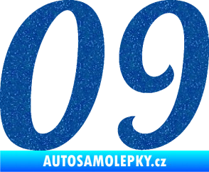 Samolepka Startovní číslo 09 typ 3  Ultra Metalic modrá