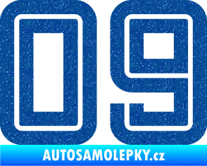 Samolepka Startovní číslo 09 typ 7 Ultra Metalic modrá