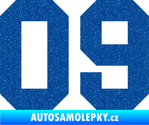Samolepka Startovní číslo 09 Ultra Metalic modrá