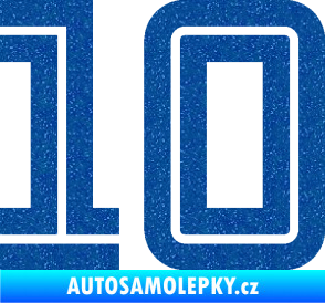 Samolepka Startovní číslo 10 typ 7 Ultra Metalic modrá