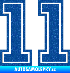 Samolepka Startovní číslo 11 typ 5 Ultra Metalic modrá