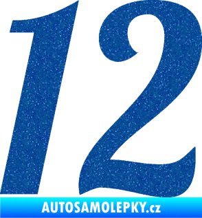 Samolepka Startovní číslo 12 typ 3    Ultra Metalic modrá