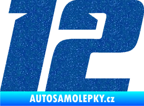 Samolepka Startovní číslo 12 typ 6 Ultra Metalic modrá