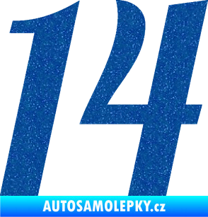 Samolepka Startovní číslo 14 typ 3      Ultra Metalic modrá