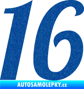 Samolepka Startovní číslo 16 typ 3       Ultra Metalic modrá