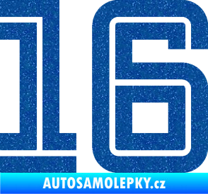 Samolepka Startovní číslo 16 typ 7 Ultra Metalic modrá