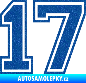 Samolepka Startovní číslo 17 typ 4 Ultra Metalic modrá