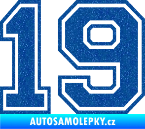 Samolepka Startovní číslo 19 typ 4 Ultra Metalic modrá