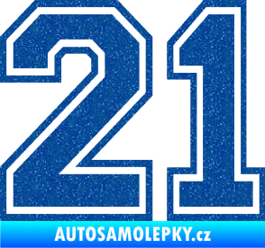 Samolepka Startovní číslo 21 typ 4 Ultra Metalic modrá