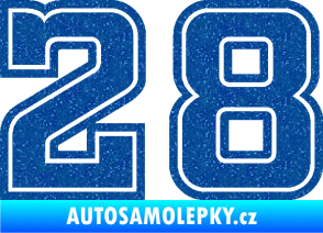 Samolepka Startovní číslo 28 typ 5 Ultra Metalic modrá