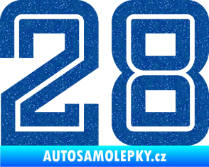 Samolepka Startovní číslo 28 typ 7 Ultra Metalic modrá
