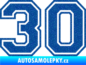 Samolepka Startovní číslo 30 typ 4 Ultra Metalic modrá