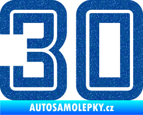 Samolepka Startovní číslo 30 typ 7 Ultra Metalic modrá