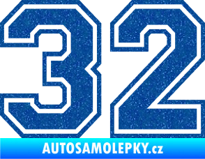 Samolepka Startovní číslo 32 typ 4 Ultra Metalic modrá