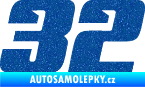 Samolepka Startovní číslo 32 typ 6 Ultra Metalic modrá