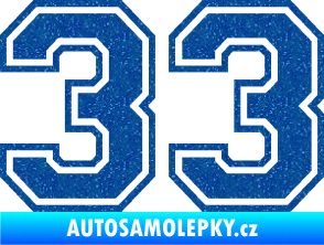Samolepka Startovní číslo 33 typ 4 Ultra Metalic modrá