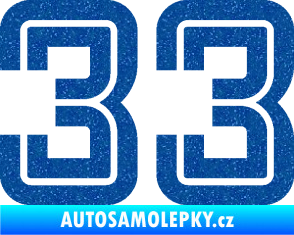 Samolepka Startovní číslo 33 typ 7 Ultra Metalic modrá