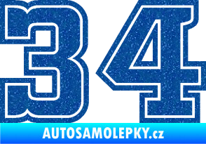 Samolepka Startovní číslo 34 typ 5 Ultra Metalic modrá