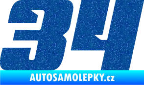 Samolepka Startovní číslo 34 typ 6 Ultra Metalic modrá