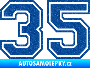 Samolepka Startovní číslo 35 typ 4 Ultra Metalic modrá