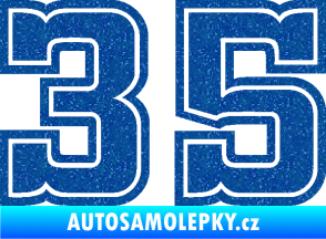 Samolepka Startovní číslo 35 typ 5 Ultra Metalic modrá
