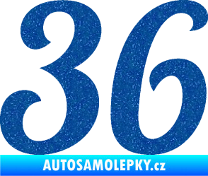 Samolepka Startovní číslo 36 typ 3  Ultra Metalic modrá