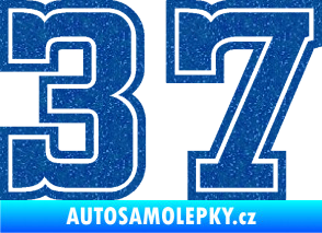 Samolepka Startovní číslo 37 typ 5 Ultra Metalic modrá
