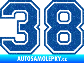 Samolepka Startovní číslo 38 typ 4 Ultra Metalic modrá