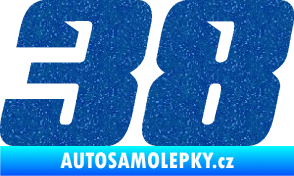 Samolepka Startovní číslo 38 typ 6 Ultra Metalic modrá