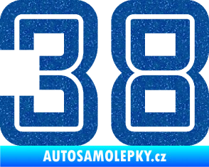 Samolepka Startovní číslo 38 typ 7 Ultra Metalic modrá