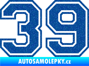 Samolepka Startovní číslo 39 typ 4 Ultra Metalic modrá