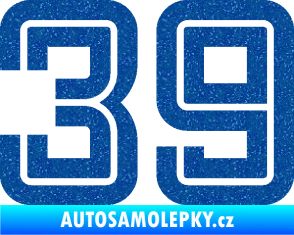 Samolepka Startovní číslo 39 typ 7 Ultra Metalic modrá