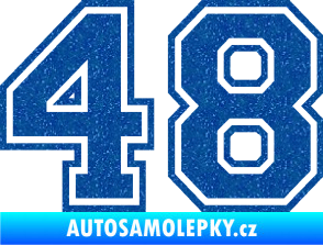 Samolepka Startovní číslo 48 typ 4 Ultra Metalic modrá