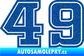 Samolepka Startovní číslo 49 typ 5 Ultra Metalic modrá